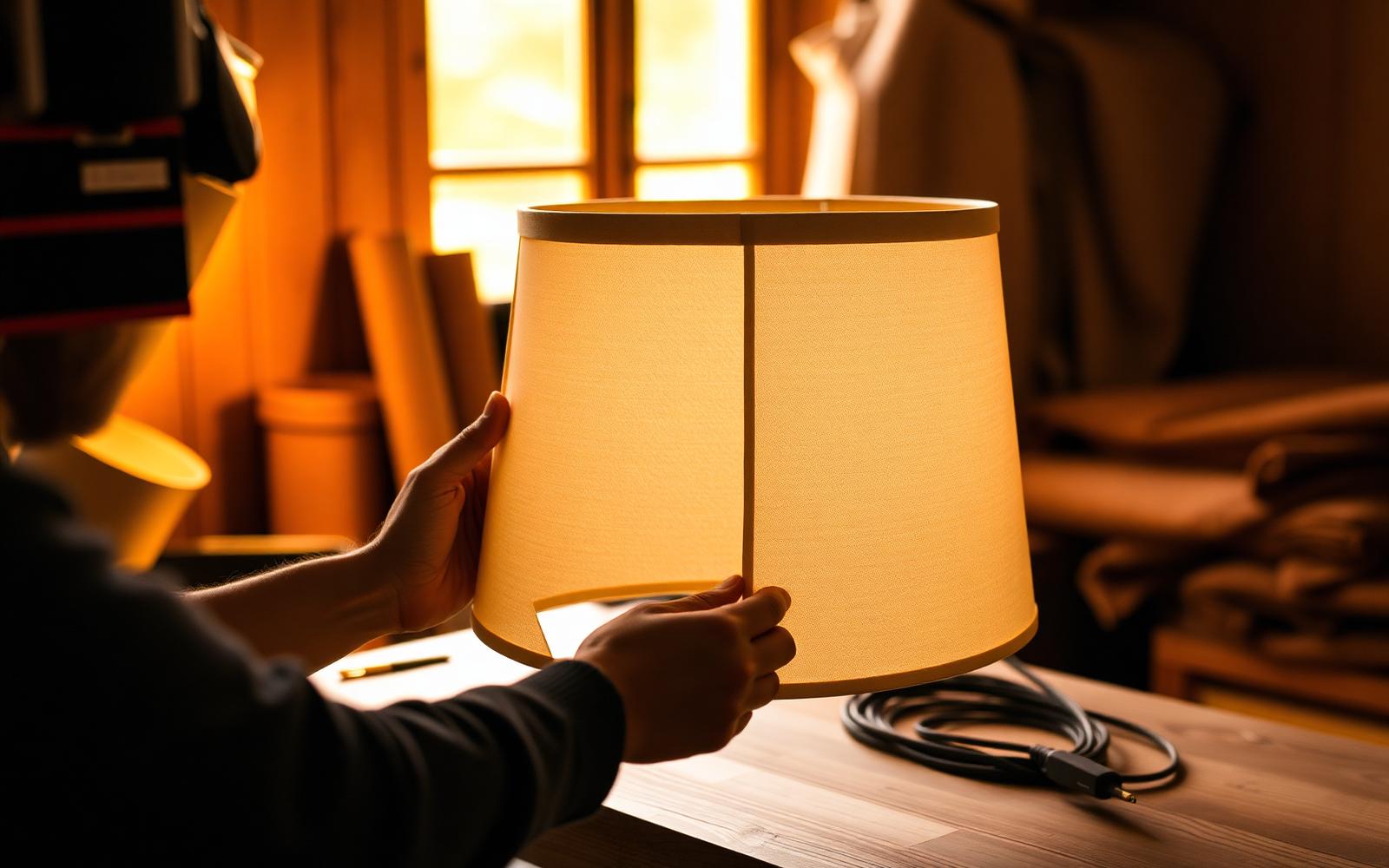 Person gestaltet einen Lampenschirm in der Granilux Lichtwerkstatt